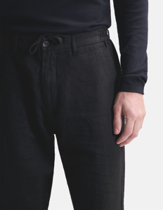 Picture of Dstrezzed Black Linen Drawstring Pants