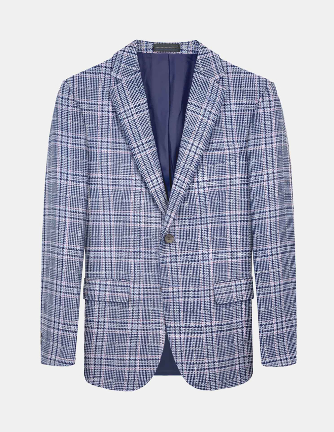 Picture of Dom Bagnato Navy Pink Checkered Blazer