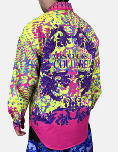 Picture of Versace Animalier Baroque Neon Long Sleeve Shirt