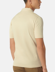 Picture of No Excess Cream Slub Knit Polo Tee