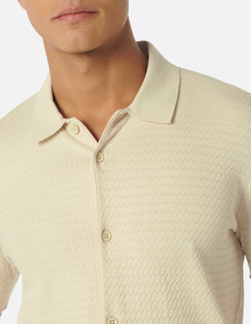 Picture of No Excess Cream Slub Knit Polo Tee