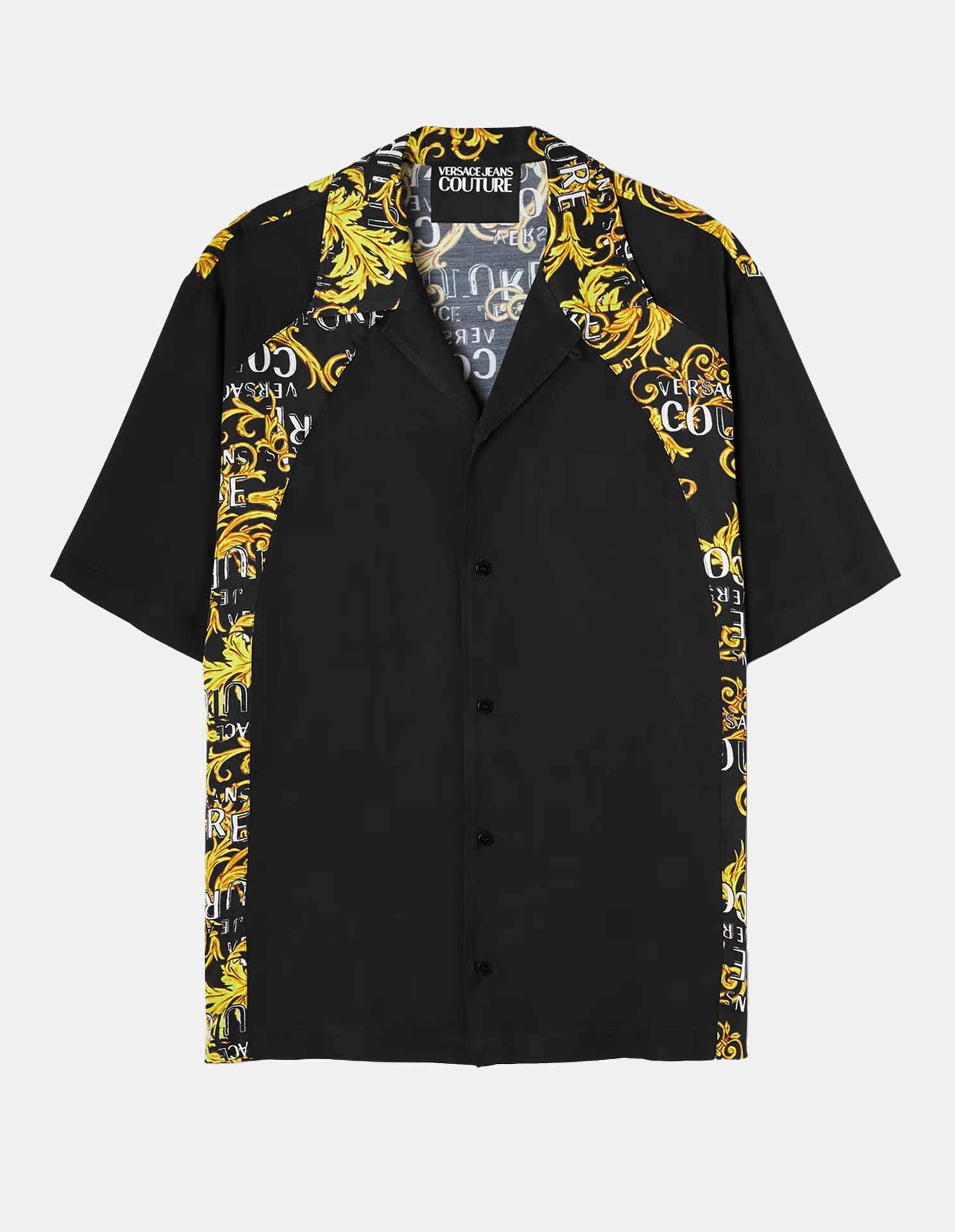 Black Baroque Contrast Short Sleeve Shirt