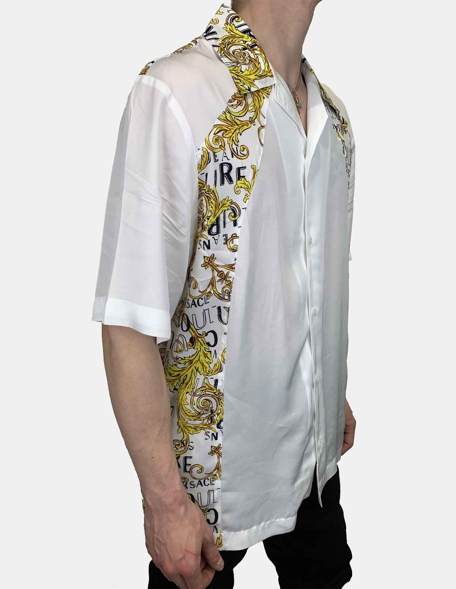 Versace White Baroque Contrast Short Sleeve Shirt | George
