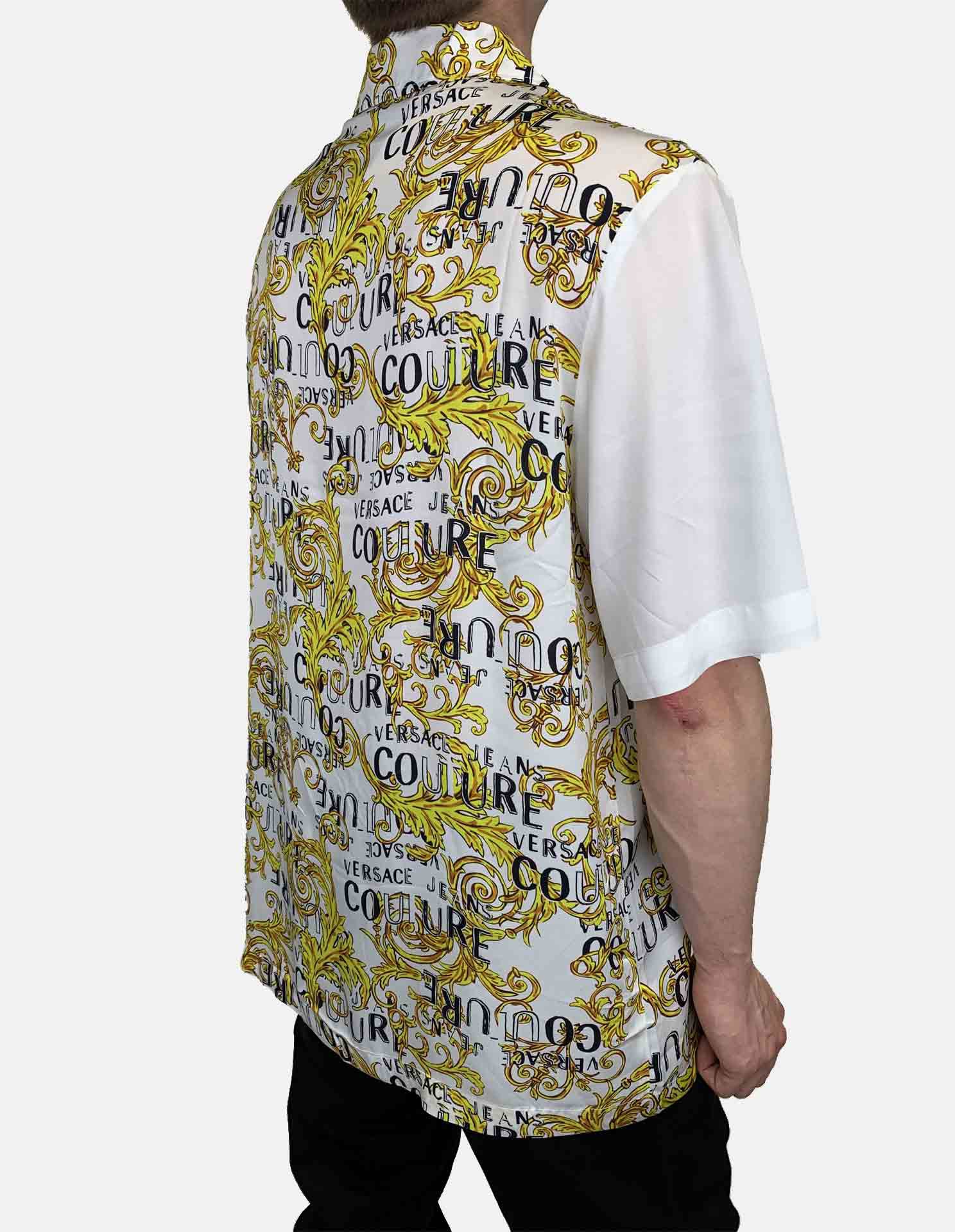 Versace White Baroque Contrast Short Sleeve Shirt | George