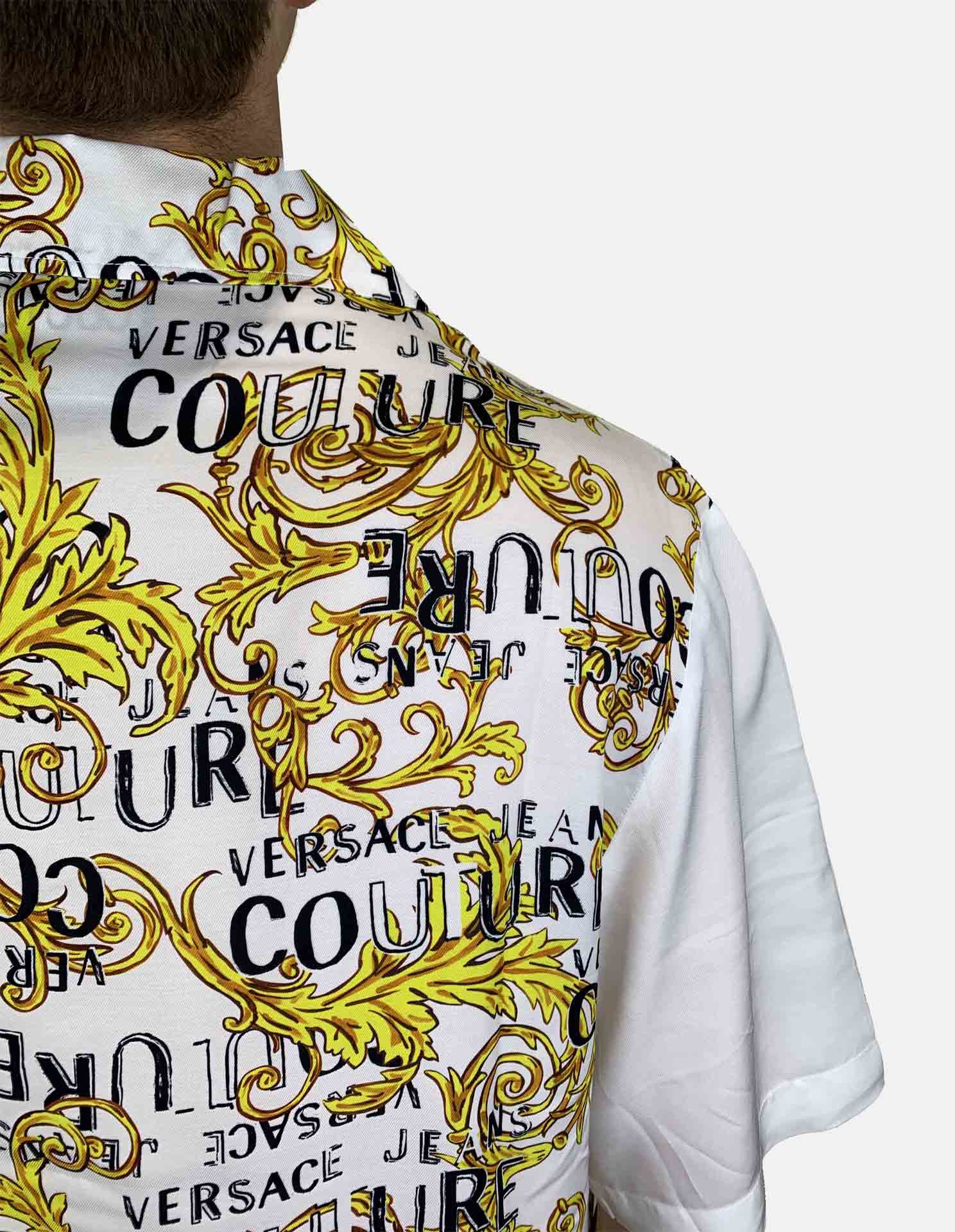 Versace White Baroque Contrast Short Sleeve Shirt | George