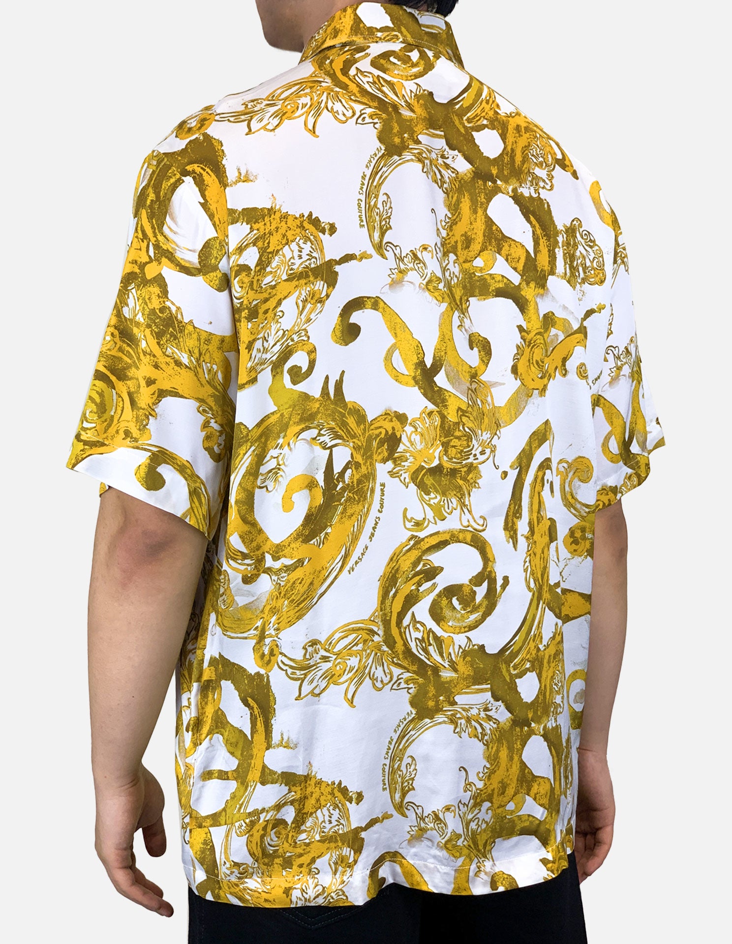 Versace Watercolour Baroque White Short Sleeve Shirt | George