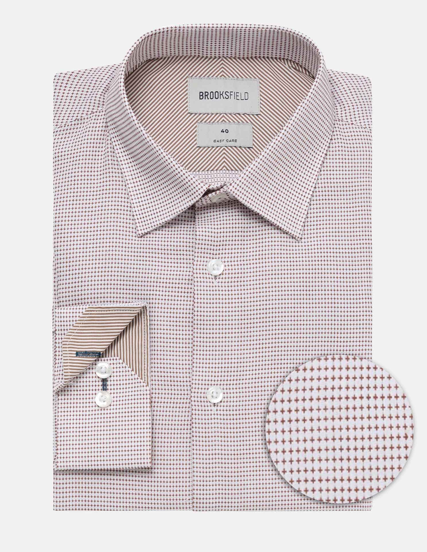 Brown Cross Dobby Easy Care Regular Fit Shirt