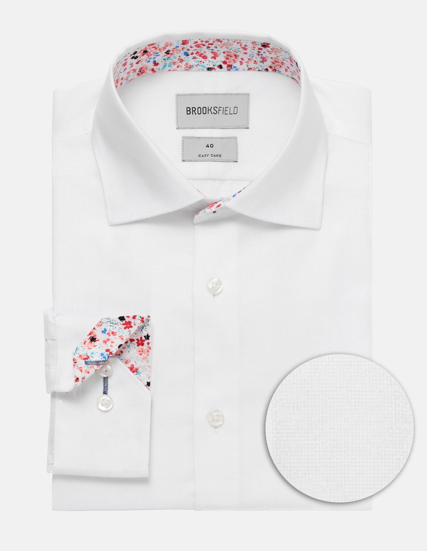 White Jacquard Easy Care Regular Fit Shirt