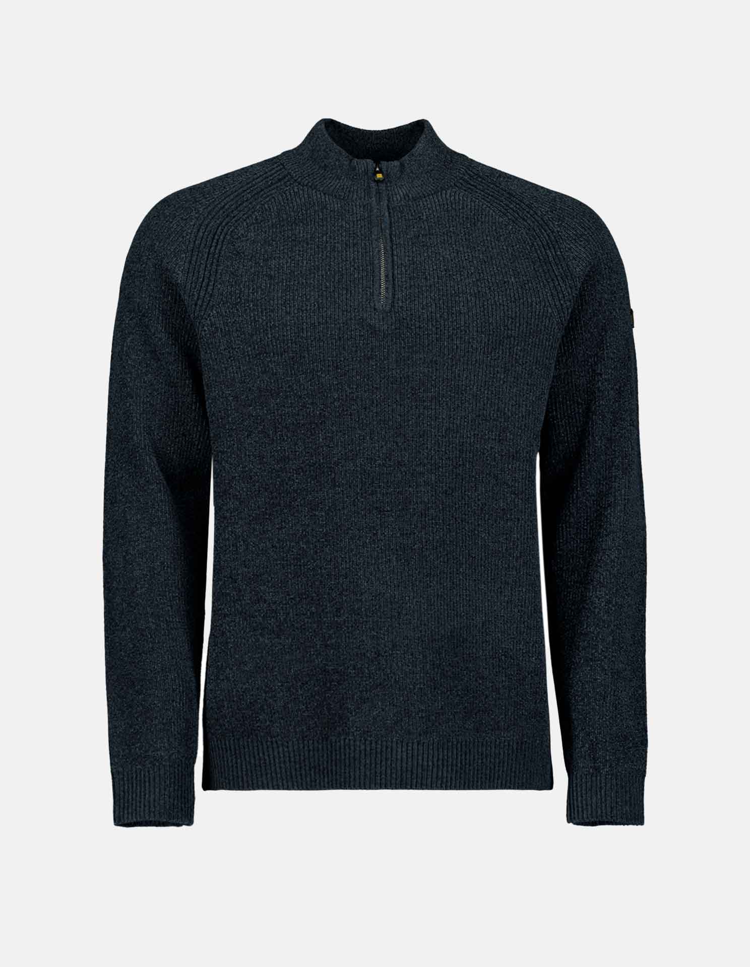 Navy Chenille Zip Pullover Knit
