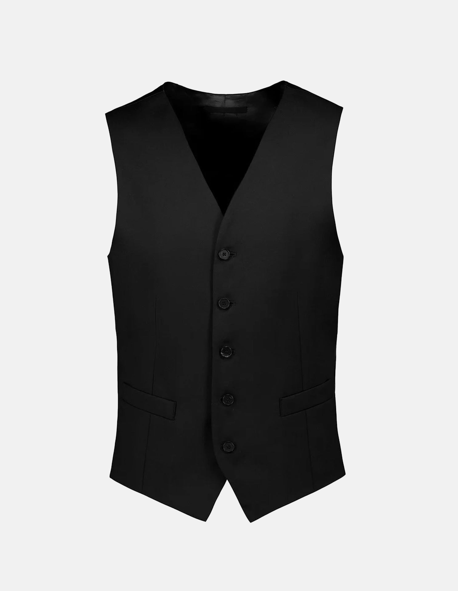 Black Wool Tailored Suit Vest