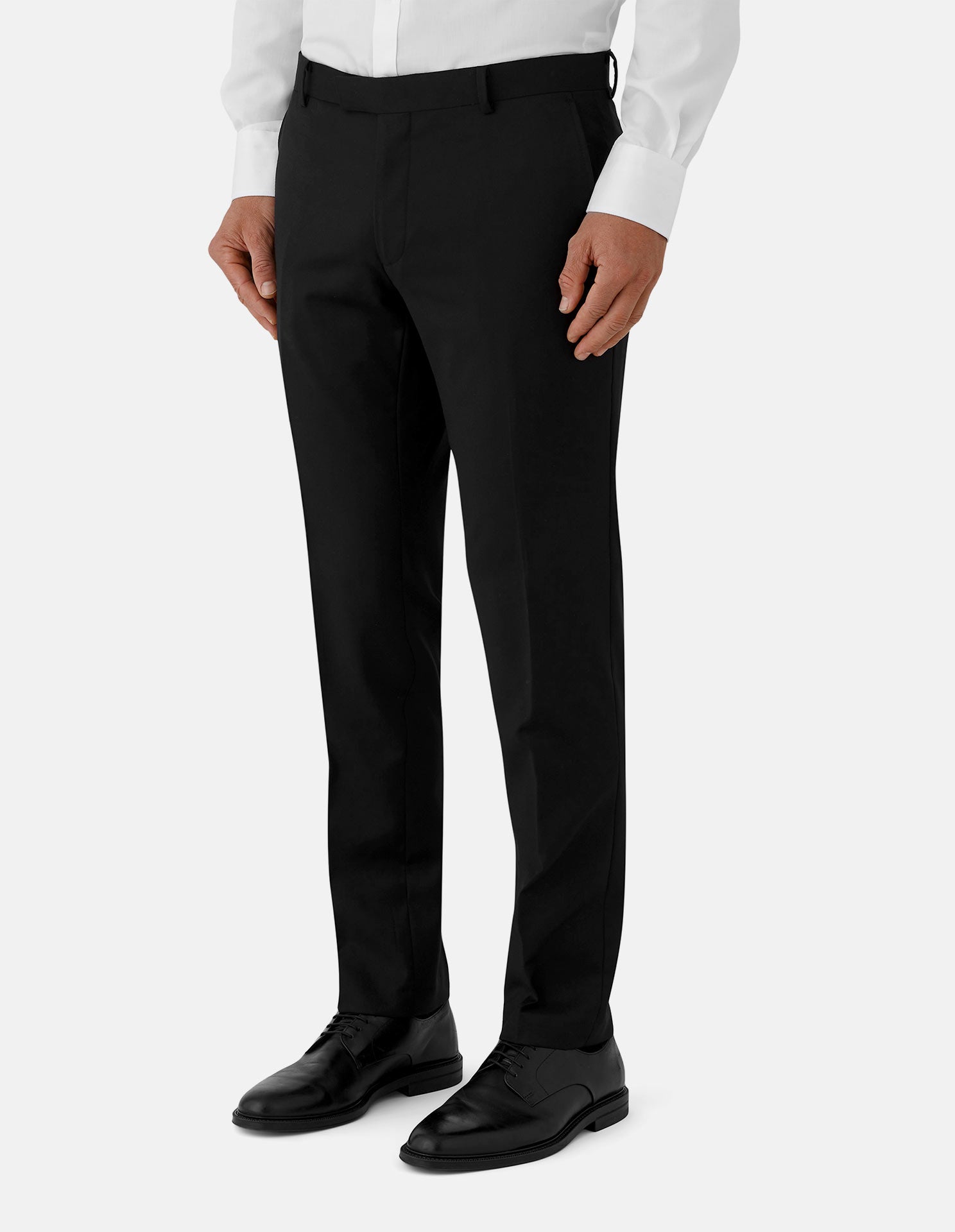 Black Wool Tailored Suit Trousers