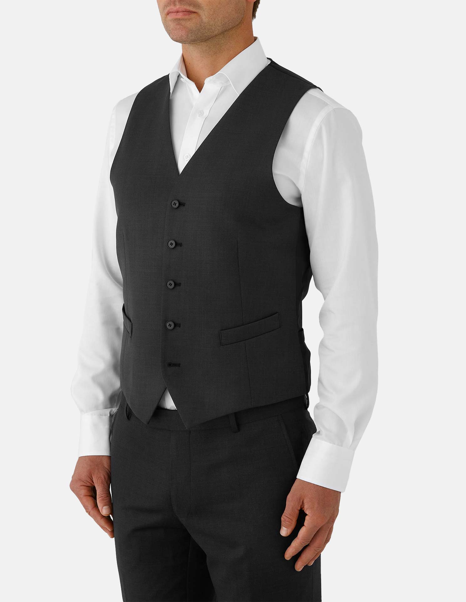 Charcoal Wool Tailored Suit Vest