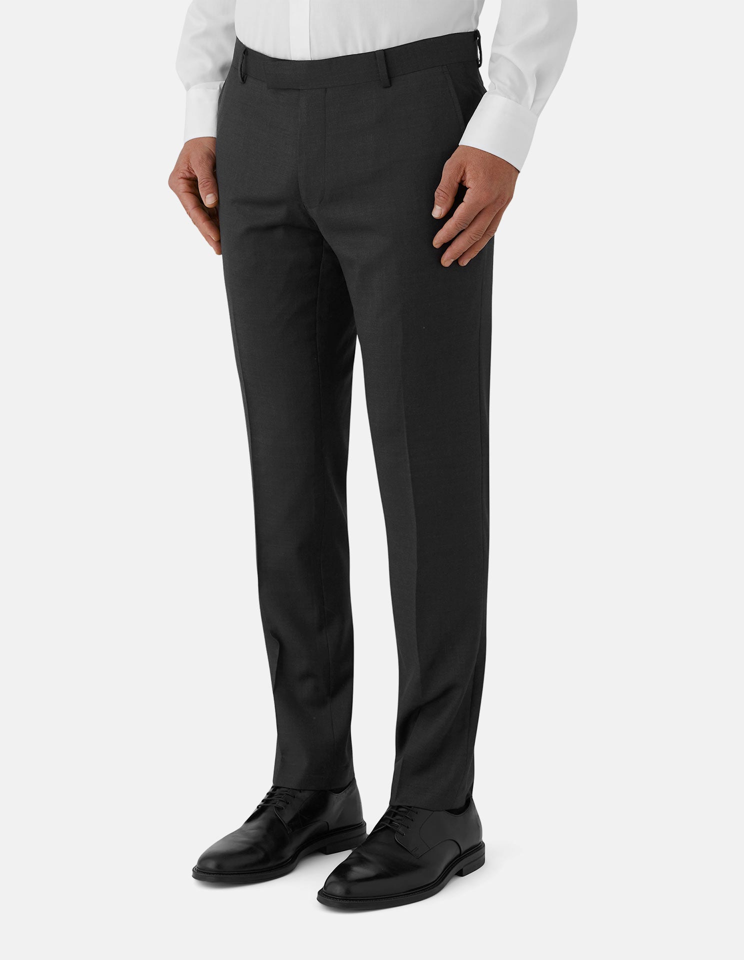 Charcoal Wool Tailored Suit Trousers
