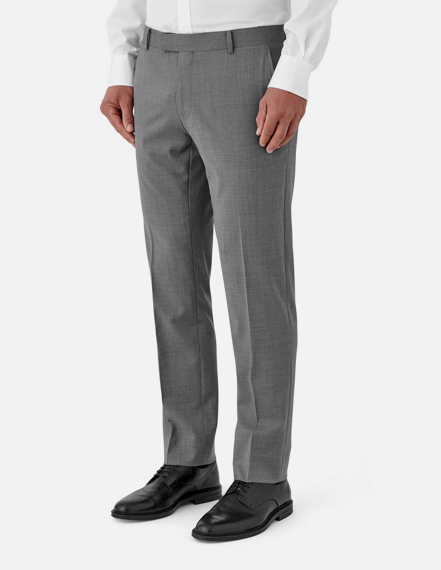 Grey Wool Tailored Suit Trousers