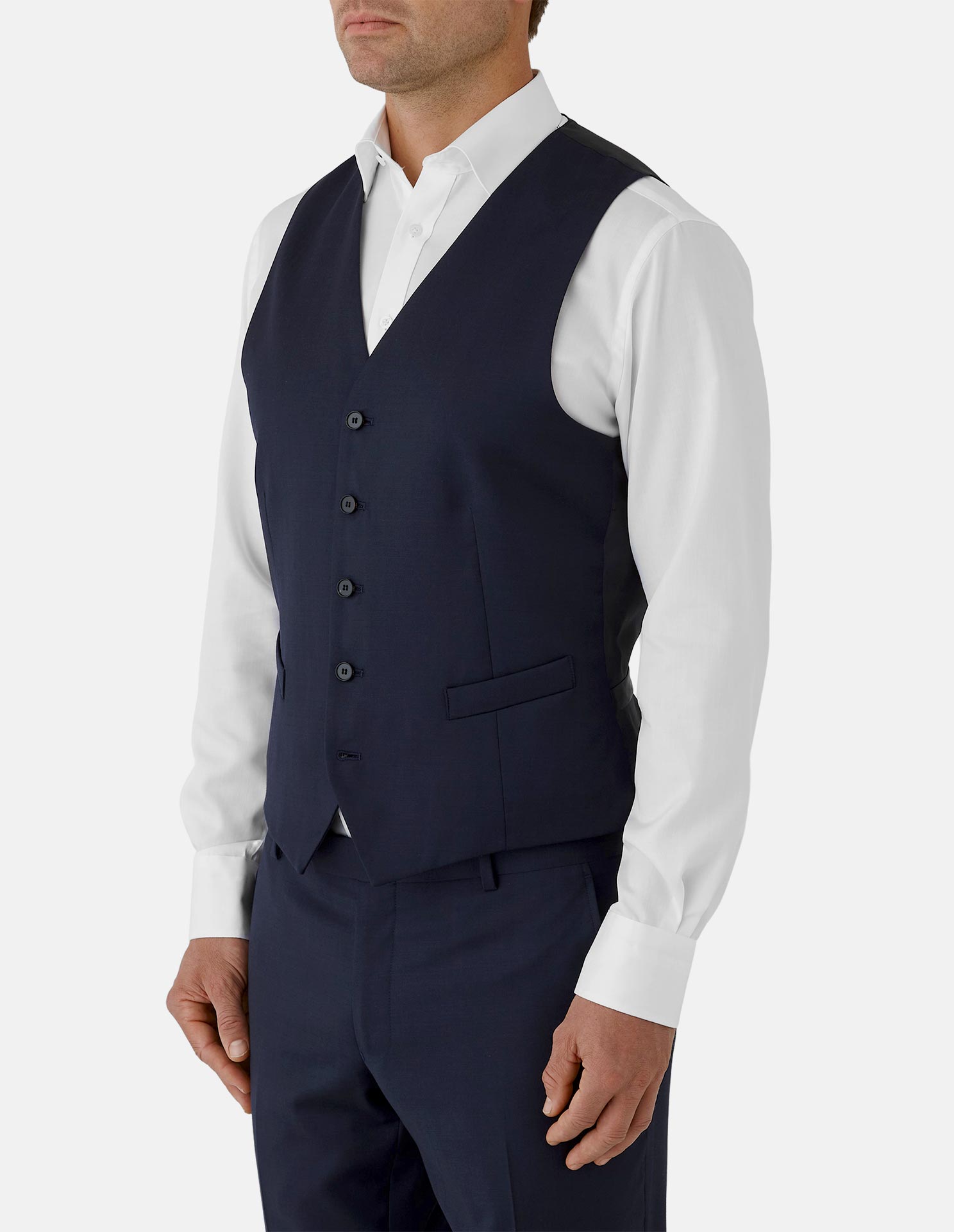 Navy Wool Tailored Suit Vest