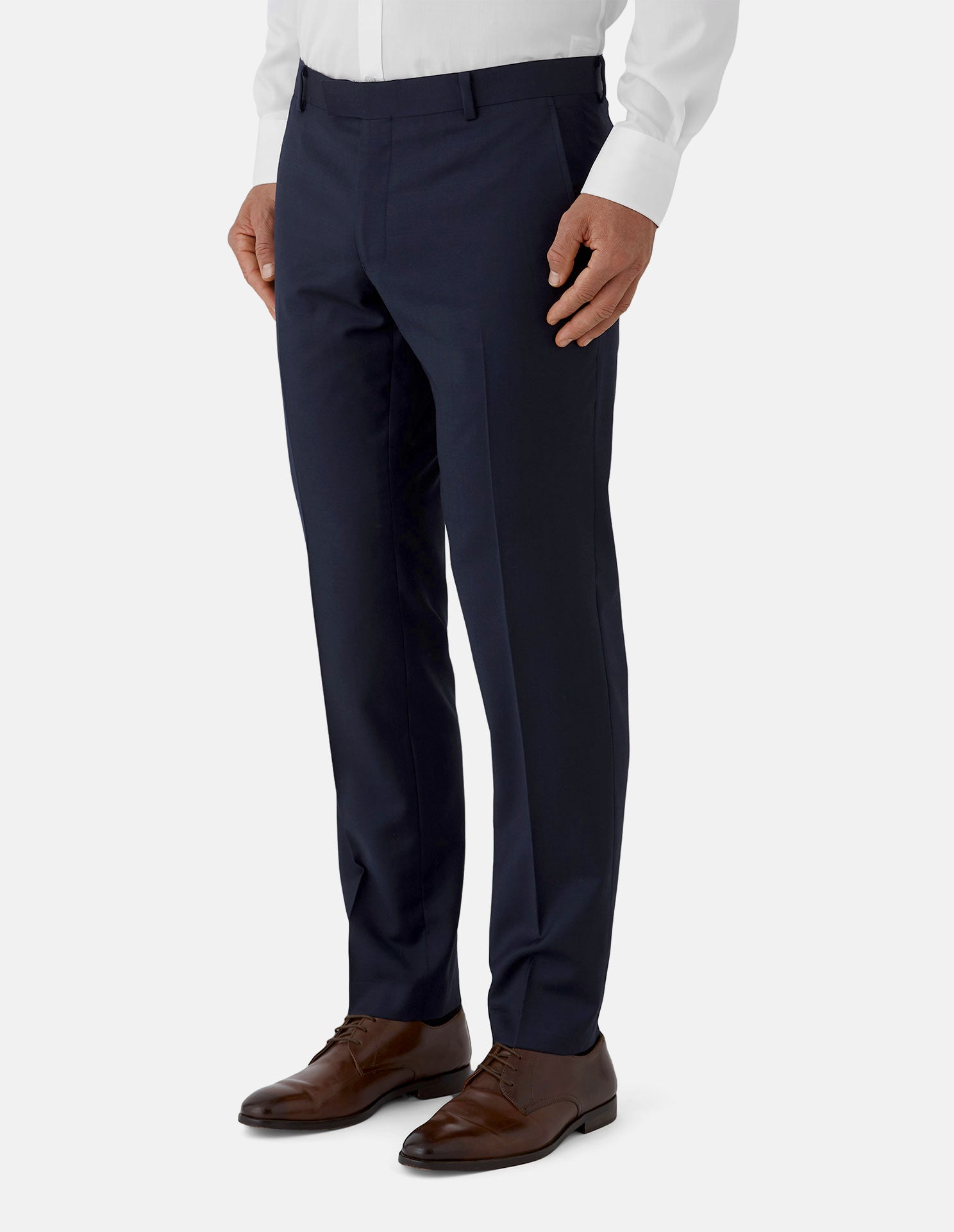 Navy Wool Tailored Suit Trousers