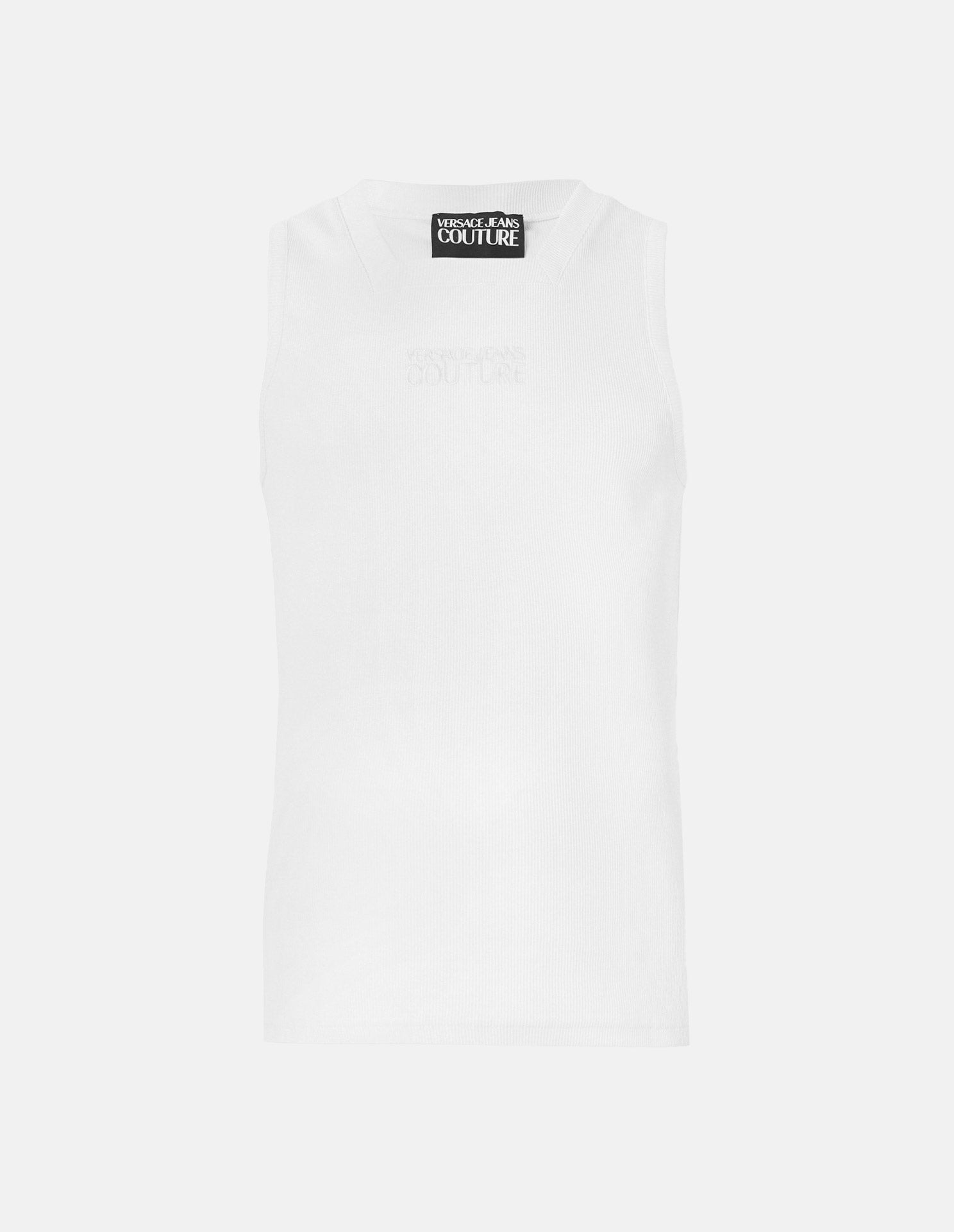 White Logo Knit Slim Singlet