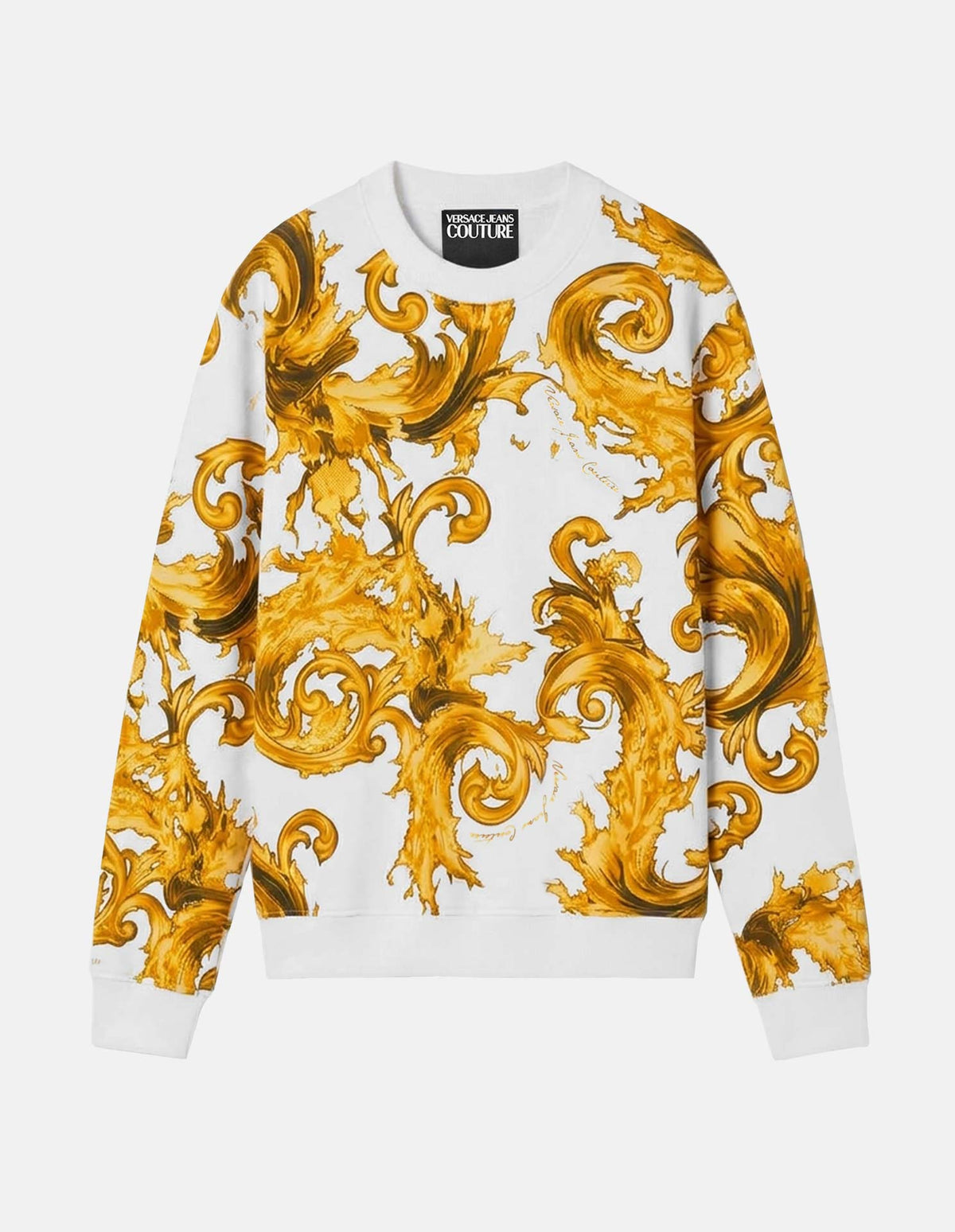 Gold Baroque Wave White Regular Sweatshirt