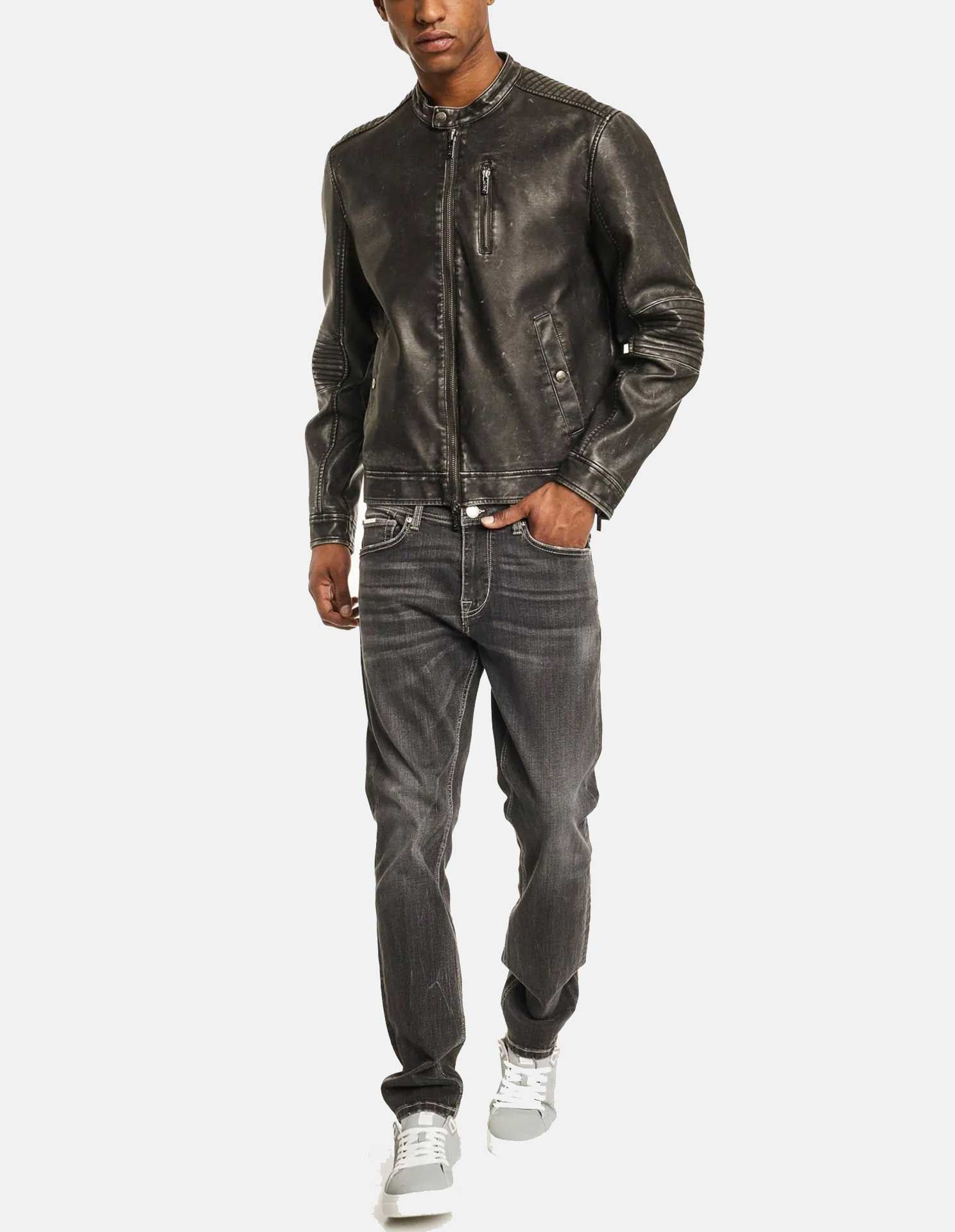 Gaudi Pleather Biker Jacket - George Harrison | Designer Menswear in ...