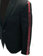 Picture of Versace Red Logo Tape Stretch Black Suit