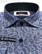 Picture of Brooksfield Paisley Print Blue Shirt