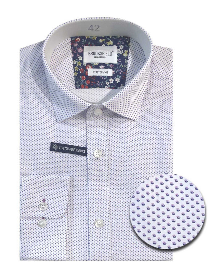Picture of Brooksfield Pink Dots Pattern Stretch Real Shirt
