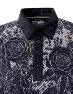 Picture of Pearly King Navy Floral Weave Knitted Polo