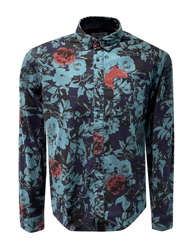 Picture of Pearly King Teal Brushed Cotton Floral Shirt