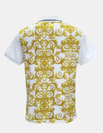 Picture of Versace White Logo Baroque Contrast Print Polo