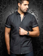 Picture of Au Noir Filo Cotton Black Short Sleeve Shirt