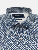 Picture of Brooksfield Geo Print Luxe Navy Shirt