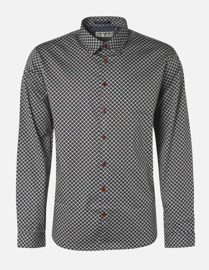 Picture of No Excess Olive Retro Printed Stretch Shirt