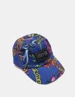 Picture of Versace Blue Regalia Baroque with Logo Patch Cap