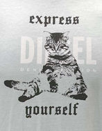 Picture of Diesel Express Cat Print Aqua Tee