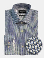 Picture of Brooksfield Navy Geo Print Luxe Shirt
