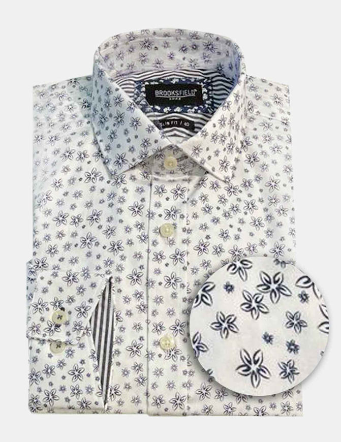 Picture of Brooksfield White Floral Print Luxe Shirt