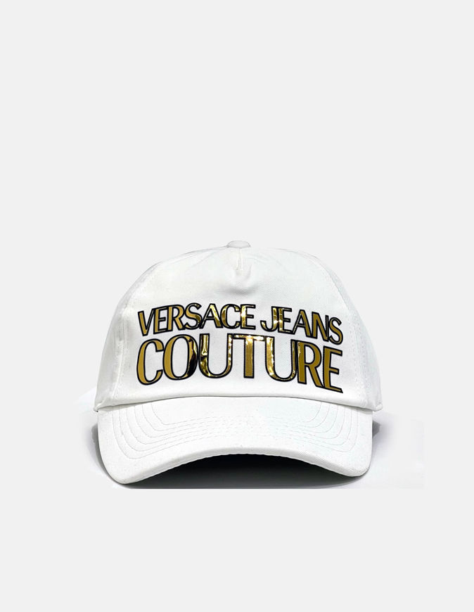 Picture of Versace White & Gold Mirror Logo Cap