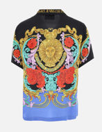 Picture of Versace Black Sunflower Garland Multi Regular Short Sleeve Shirt